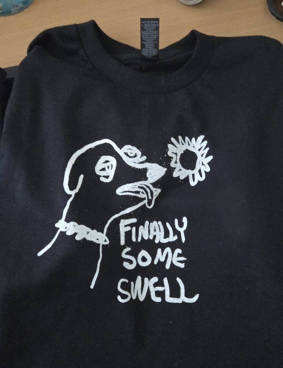 FINALLY tee in black with white ink