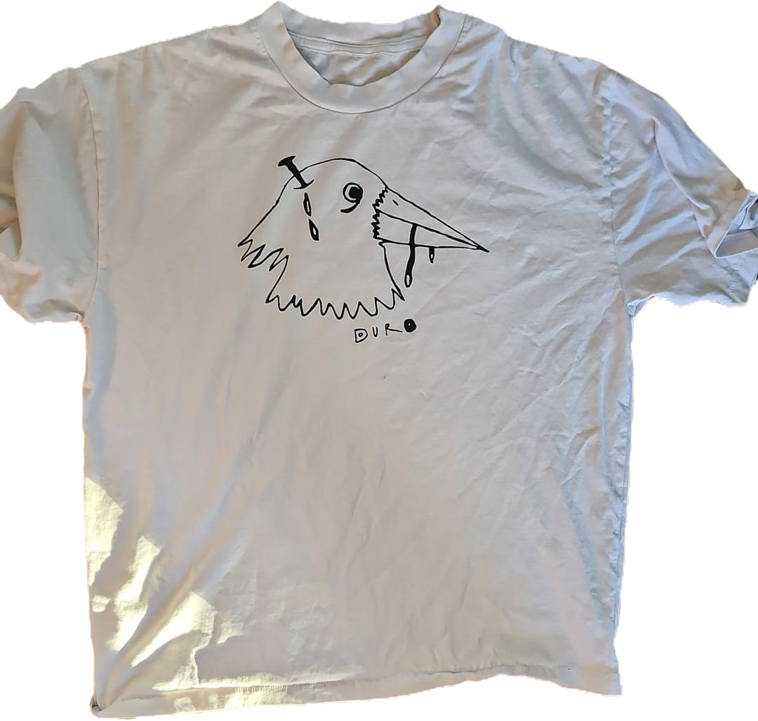 LOBOBIRD tee in white with black ink